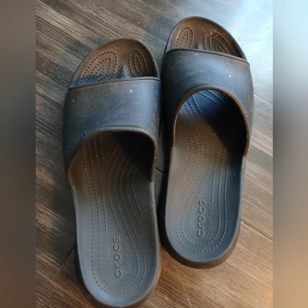CROCS Black Slide Sandals- Womens 12 Mens 10